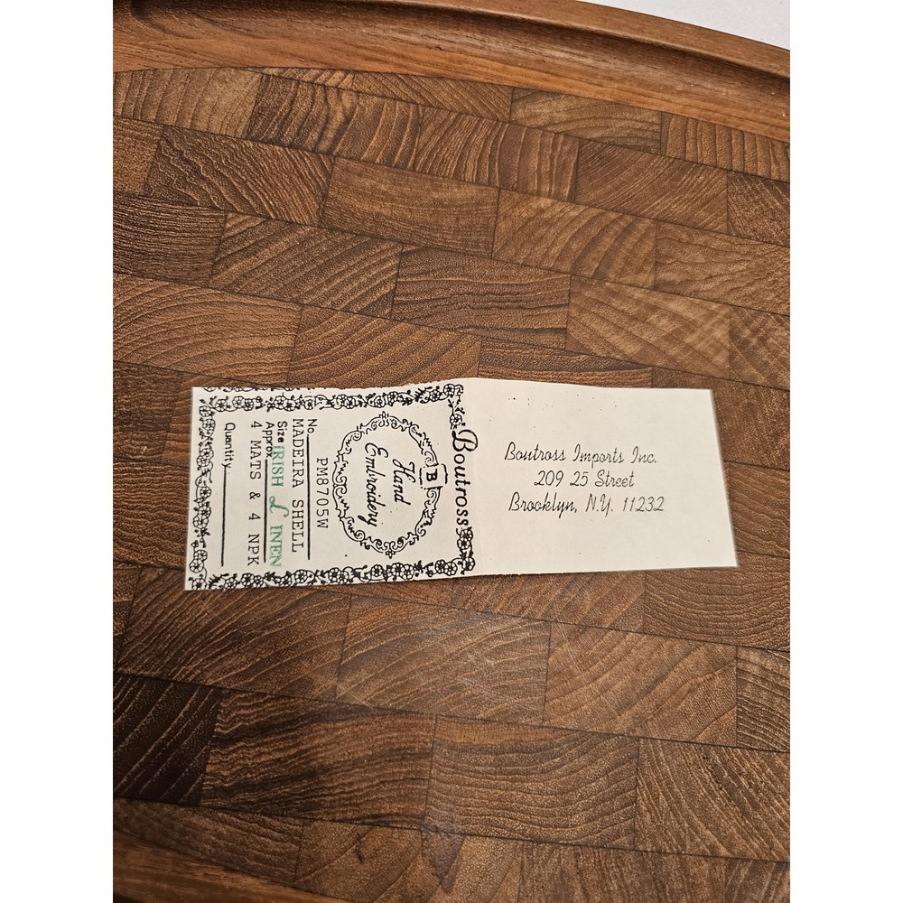 Irish Linen 8 Placemats & 8 Napkins Boutross Madeira Shell Set Hand Embroidery - Picture 11 of 14